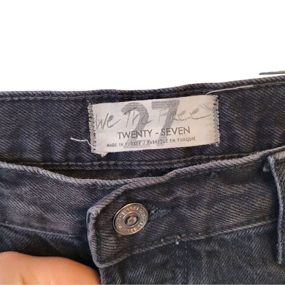 Free People Charcoal Grey Distressed Raw Hem Jeans - Picture 3 of 8